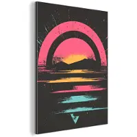 MuchoWow Aluminium schilderij 60x80 cm - Wanddecoratie metaal - Cirkel - Abstract - Roze - Metalen muurdecoratie woonkamer - Decoratie industrieel - Foto op dibond - Industriële accessoires slaapkamer
