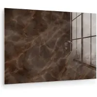 MuchoWow Glasschilderij 30x20 cm - Schilderij acrylglas - Bruin marmer - Organisch - Natuursteen - Foto op glas - Muurdecoratie woonkamer - Wanddecoratie slaapkamer - Schilderijen