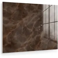 MuchoWow Glasschilderij 160x120 cm - Schilderij acrylglas - Bruin marmer - Organisch - Natuursteen - Foto op glas - Muurdecoratie woonkamer - Wanddecoratie slaapkamer - Schilderijen