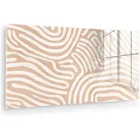 MuchoWow Glasschilderij 80x40 cm - Schilderij acrylglas - Beige - Aardspatroon - Foto op glas - Muurdecoratie woonkamer - Wanddecoratie slaapkamer - Schilderijen