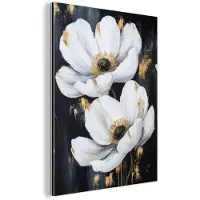 MuchoWow Aluminium schilderij 60x80 cm - Wanddecoratie metaal - Bloemen - Wit - Abstract - Metalen muurdecoratie woonkamer - Decoratie industrieel - Foto op dibond - Industriële accessoires slaapkamer