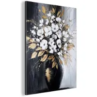MuchoWow Aluminium schilderij 120x160 cm - Wanddecoratie metaal - Bloemen - Wit - Vaas - Abstract - Metalen muurdecoratie woonkamer - Decoratie industrieel - Foto op dibond - Industriële accessoires slaapkamer