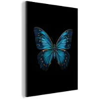 MuchoWow Aluminium schilderij 90x120 cm - Wanddecoratie metaal - Vlinder - Blauw - Contrast - Metalen muurdecoratie woonkamer - Decoratie industrieel - Foto op dibond - Industriële accessoires slaapkamer