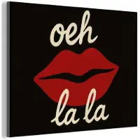 MuchoWow Aluminium schilderij 160x120 cm - Wanddecoratie metaal - Lip - Rood - Quote - Metalen muurdecoratie woonkamer - Decoratie industrieel - Foto op dibond - Industriële accessoires slaapkamer