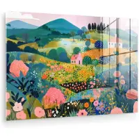 MuchoWow Glasschilderij 180x120 cm - Schilderij acrylglas - Heuvellandschap - Fantasierijk - Kleurcontrasten - Foto op glas - Muurdecoratie woonkamer - Wanddecoratie slaapkamer - Schilderijen