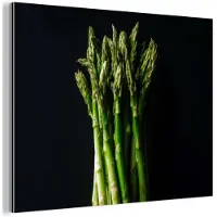 MuchoWow Aluminium schilderij 160x120 cm - Wanddecoratie metaal - Asperges - Felgroen - Metalen muurdecoratie woonkamer - Decoratie industrieel - Foto op dibond - Industriële accessoires slaapkamer