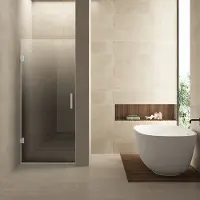 Wiesbaden Nisdeur Links Less 70x200 cm 8 mm Nano Spiegelrook- Naar Helder Glas Geborsteld Staal