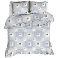 Romanette Dekbedovertrek Kwadro Silver Katoen-200 x 200 / 220 cm | 2-Persoons