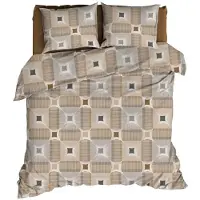 Romanette Dekbedovertrek Kwadro Beige Katoen-200 x 200 / 220 cm | 2-Persoons