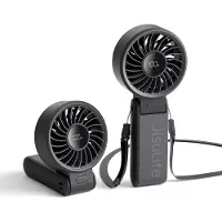 JISULIFE Draagbare handventilator Life 7, 5000 mAh oplaadbaar, krachtige motor, LED-display, 19,5 uur koeling, 5 snelheidsstanden, opvouwbaar ontwerp, 3-in-1, zwart