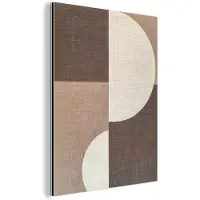 MuchoWow Aluminium schilderij 60x80 cm - Wanddecoratie metaal - Raster - Halve cirkels - Contrast - Metalen muurdecoratie woonkamer - Decoratie industrieel - Foto op dibond - Industriële accessoires slaapkamer