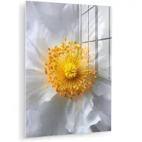 MuchoWow Glasschilderij 120x160 cm - Schilderij acrylglas - Wit - Bloem - Elegant - Foto op glas - Muurdecoratie woonkamer - Wanddecoratie slaapkamer - Schilderijen