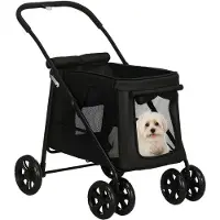 PawHut Hondenbuggy opvouwbaar met kussen tot 20 kg - Hondenkar - Inklapbare Buggy voor Honden - Hondentrolley - Zwart