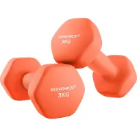 Songmics Hexagon dumbbells voor thuis met neopreen coating, Oranje / 2 x 3 kg
