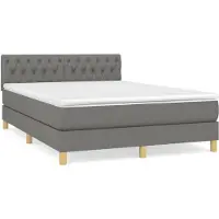 Syfax Boxspring met matras stof donkergrijs 140x200 cm