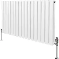 MonsterShop Ovale Kolomradiator & TRV Chroomkranen - 600mm x 1020mm – Wit