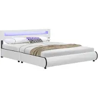 Juskys Gestoffeerd Bed Sevilla - 180 x 200 cm - Wit - LED Verlichting