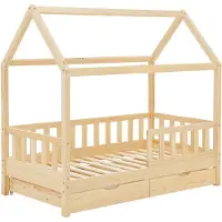 Juskys Kinderbed Marli - 90 x 200 cm - Houtkleur - Incl. bedlades