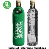 Amanprana Aman Prana Eco Respekt Waterfles - Glazen Drinkfles - 0.5 Liter - BPA vrij - Sportfles - Voor Volwassenen en Kinderen - Waterflessen - Drinkfles Kind - Milieuvriendelijk en Stijlvol - Groen