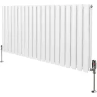MonsterShop Ovale Kolomradiator & TRV Chroomkranen - 600mm x 1200mm – Wit