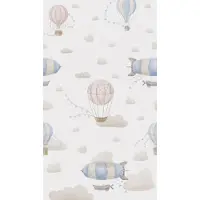 A.S. Création LUCHTBALLONNEN FOTOBEHANG | Wolken - Blauw Crème Roze - Lilly & Luis