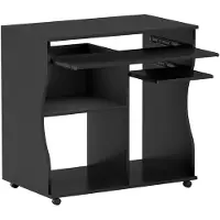 Merax Bureau met Wieltjes – Zwart – Computertafel met Toetsenbordlade en Opbergplanken – 80x48x75 cm