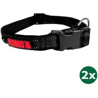 Kong halsband voor hond nylon zwart 2x 45-66 cm