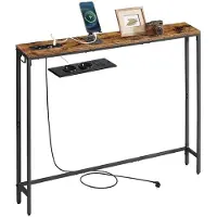 Vasagle Smalle consoletafel met oplaadpunt en haken