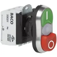 Baco BAL61QK21H L61QK21H Dubbele drukknop Kunststof frontring, Verchroomd Groen, Rood 1 stuk(s)