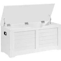 Vasagle Schoenenbank met opbergruimte en 2 veiligheidsscharnieren, Mat wit / 40 x 100 x 46 cm