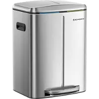 Songmics Vuilnisbak van 40L met 2 compartimenten, Zilver