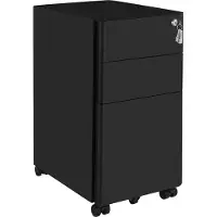 Songmics Kantoorkast met wielen en slot, Zwart