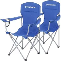 Songmics Set van 2 campingstoelen met robuust stalen frame, Blauw