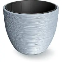 Prosperplast Plantenpot/bloempot Furu Stripes - buiten/binnen - kunststof - lichtgrijs - D47 x H47 cm - Plantenpotten