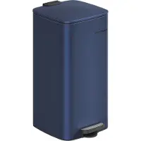 Songmics Vuilnisbak voor de keuken, 30 liter, pedaalemmer, staal, met binnenbak, softclose-mechanisme, openhoudfunctie, donkerblauw, model LTB593Q02