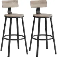 Vasagle Set van 2 barstoelen industrieel design, Grijs + Zwart / 54 x 73 cm