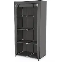 Songmics XL kledingkast met 2 kledingroedes, Grijs