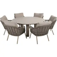 4SO Puglia Donato low dining tuinset 160xH69 cm 7 delig keramiek latte