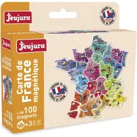 Jeujura - Magnetische kaart van Frankrijk - 100 magnetische karakters - Oranje - Binnen