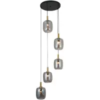 Fantasia OKIRU Pendel 5xE27 Zwart + 5x as grijs glas Ø180mm