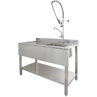 KuKoo Spoelbak horeca keuken LH afdruiprek 1.0 kom &amp; Pre-Rinse Spray Mengkraan