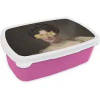 MuchoWow Broodtrommel Roze - Lunchbox - Brooddoos - Johanna Henriëtte Engelen - Dubois Drahonet - Verf - 18x12x6 cm - Kinderen - Meisje