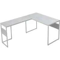 En.casa Bureau 'Karlstang', L-vormig, stalen frame, 166 x 120 x 75 cm, met houtnerfmotief in lichtgrijs