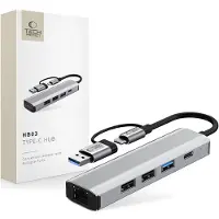Tech-Protect Hub Adapter 5In1 Type-C Naar Usb2.0 Usb3.0 Rj45 Macbook Computer