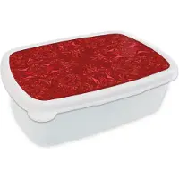 MuchoWow Broodtrommel Wit - Lunchbox - Brooddoos - Kristal - Rood - Caleidoscoop - Design - Patronen - 18x12x6 cm - Volwassenen