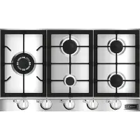 Kaiser gaskookplaat KG 9357, inbouwgaskookplaat 90cm, roestvrij staal, WOK turbobrander - 3,8 kW.