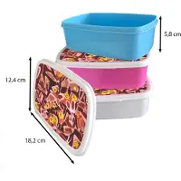 MuchoWow Broodtrommel Wit - Lunchbox - Brooddoos - Bruin - Retro - Vlinders - Dieren - Hippie - 18x12x6 cm - Volwassenen