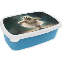 MuchoWow Broodtrommel Blauw - Lunchbox - Brooddoos - Beer - Rok - Ballet - Portret - Dieren - Kids - 18x12x6 cm - Kinderen - Jongen