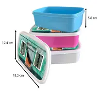 MuchoWow Broodtrommel Blauw - Lunchbox - Brooddoos - Architectuur - Groen - Deur - Huis - Luiken - 18x12x6 cm - Kinderen - Jongen
