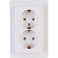 Kopp - Wandcontactdoos - Paris - Inbouw - 1-voudig Dubbel Stopcontact - Randaarde - Kinderbeveiliging - Arctic Glans Wit
